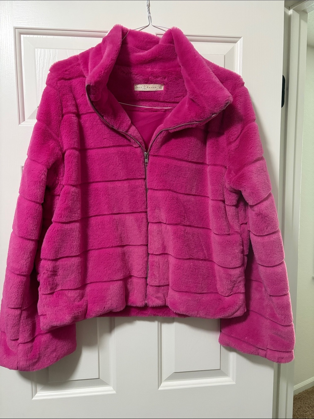Plush Zip-Front Jacket in Hot Pink